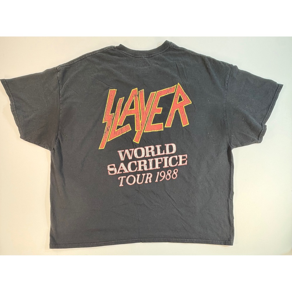 Slayer Root of All Evil World Sacrifice Tour 1988 Graphic T-Shirt Mens 2XL Black